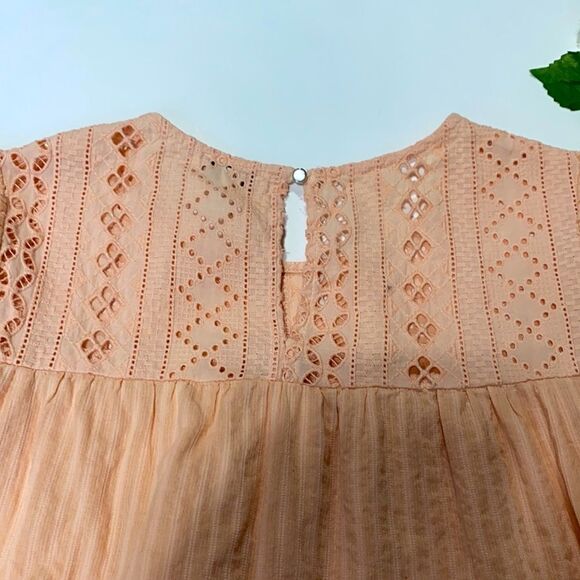 Ella Moss Pink Brianne Eyelet Xxl Peach‎ Short Sleeve Ruffle Blouse S Coquette - Picture 5 of 11